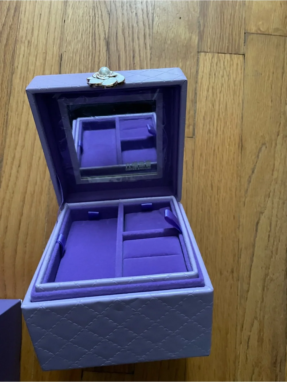 Purple Jewelry Organizer Box with Mirror - Unbranded Velvet Finish
